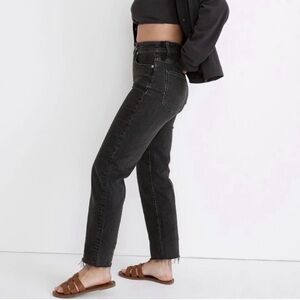 Madewell Perfect Vintage Straight Jean Charcoal Raw Hem Size 32